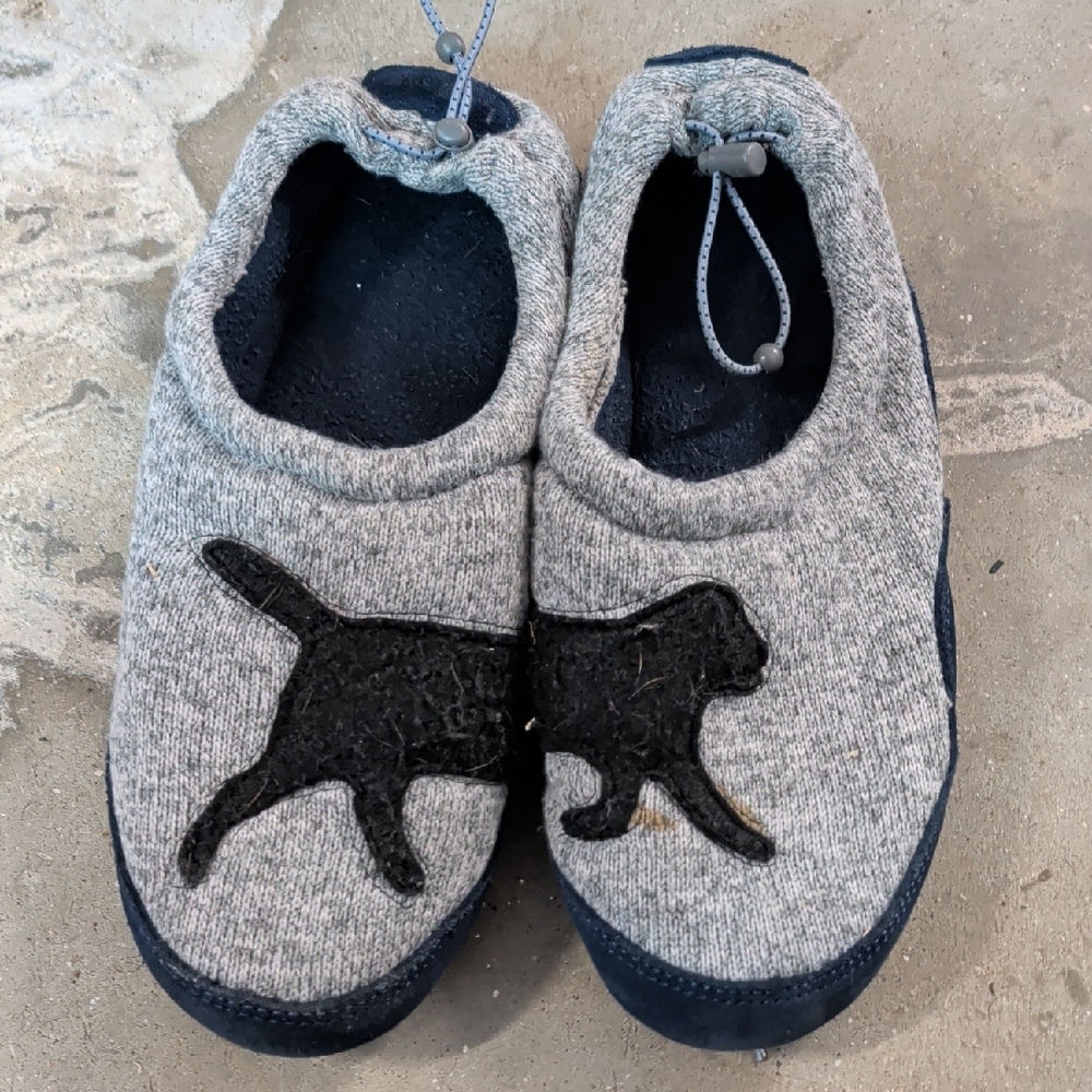 Gray and Black Kids Slippers with Dog Design
